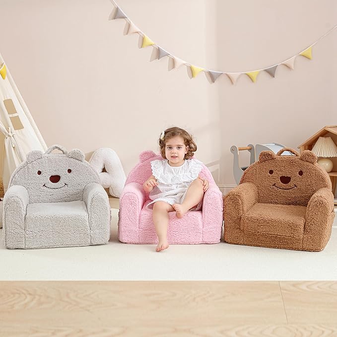 Toddler Chair, Sherpa Bear Kids Chair, Toddler Couch Fold Out, Children Reading - Image 6
