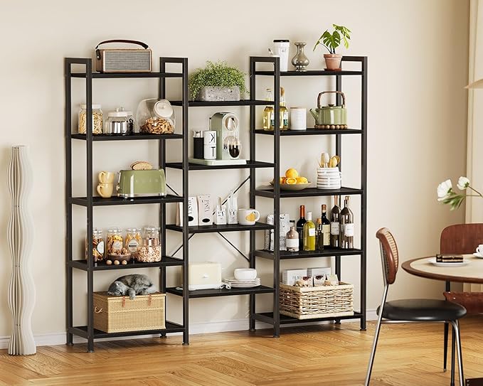 Casaottima Triple 5 Tier Bookshelf, Large Bookcase - Image 7