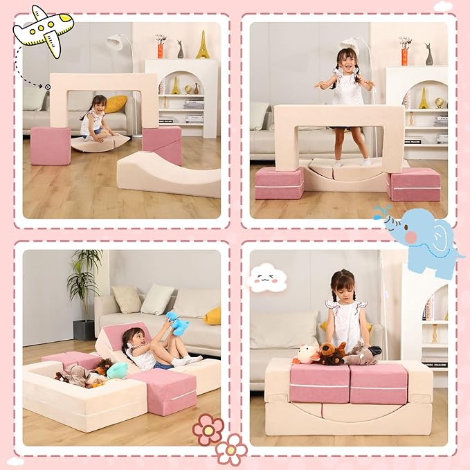Modular Kids Play Couch, Kids Sofa Toddler Couch, Foam Play Set - Image 6