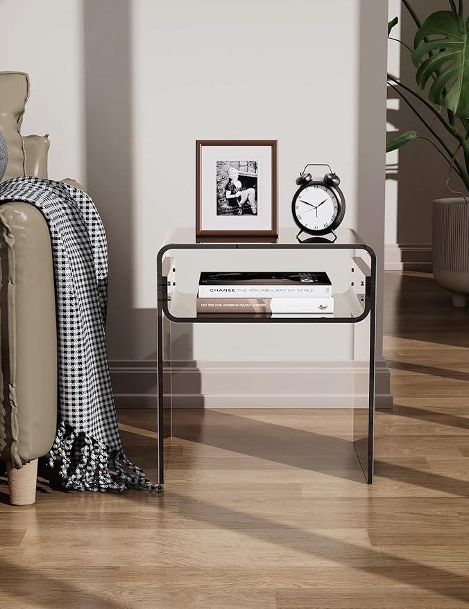 Clear Acrylic End Table 2-Tier Bedside Nightstand - Image 6