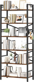 6 Tier Bookshelf, Industrial Bookcase by Homeiju