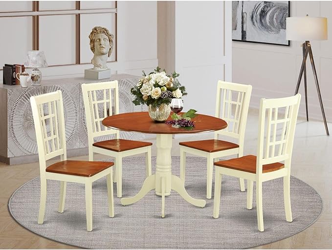 East West Furniture DLNI5-BMK-W 5 Piece Dinette Set - Image 6