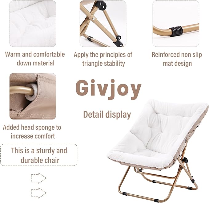 Comfy Folded Chair, Soft Faux Fur Oversized Folding Chair, Flexible Lounge Lazy - Image 4
