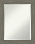 Amanti Art Grey Wall Mirror 29x23 Fencepost Grey Narrow Rectangle Bathroom by AmantiArt
