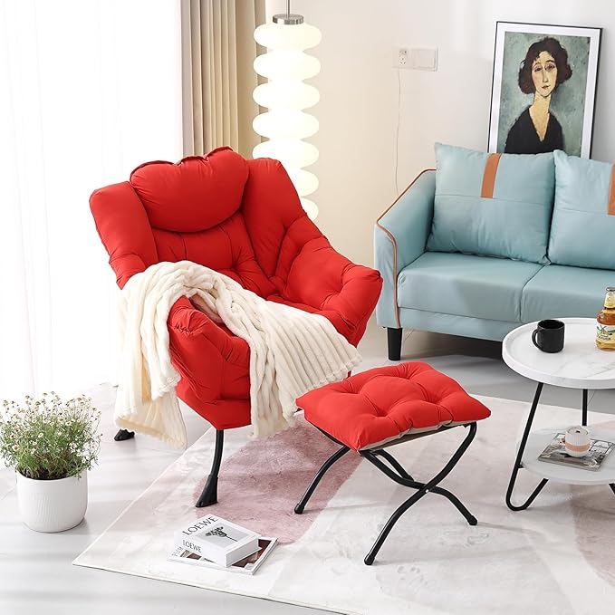 Lazy Chair with Ottoman, Modern Accent Chair Contemporary Lounge Leisure Sofa - Image 6