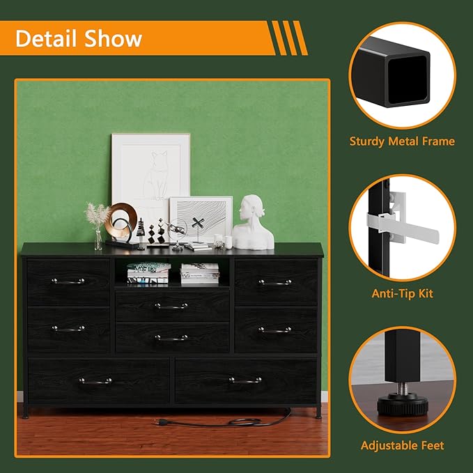 Furnulem Dresser TV Stand with Power Outlet - Image 5