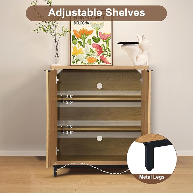 Buffet Cabinet with Storage Accent Sideboard Modern Credenza with 2 Doors & 3 - Image 5