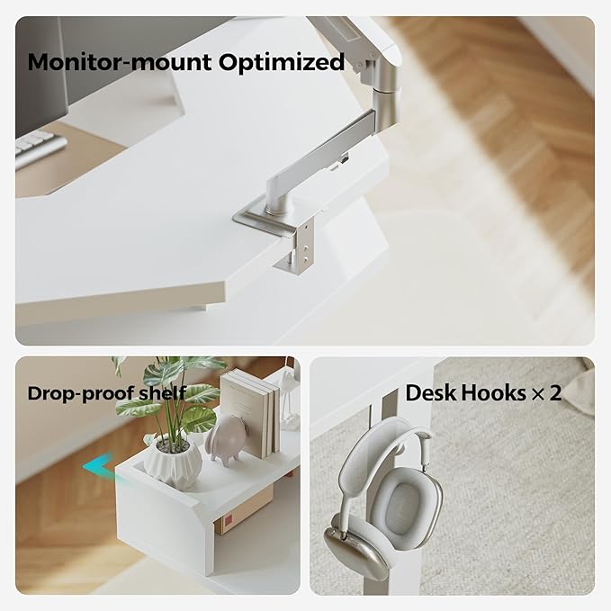 Agilestic L Shaped Standing Desk, Adjustable Height Corner Gaming Desk - Image 6