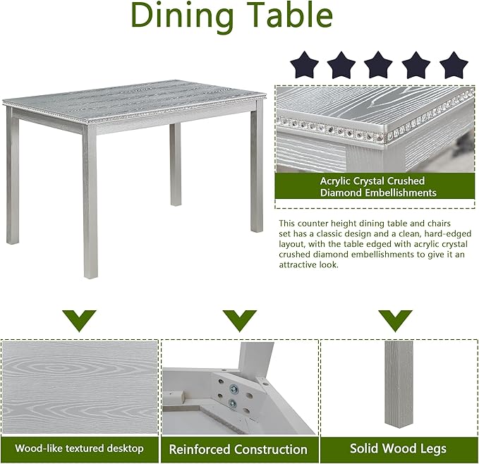 KEIKI 5-Piece Standard Height Dining Table Set - Image 6