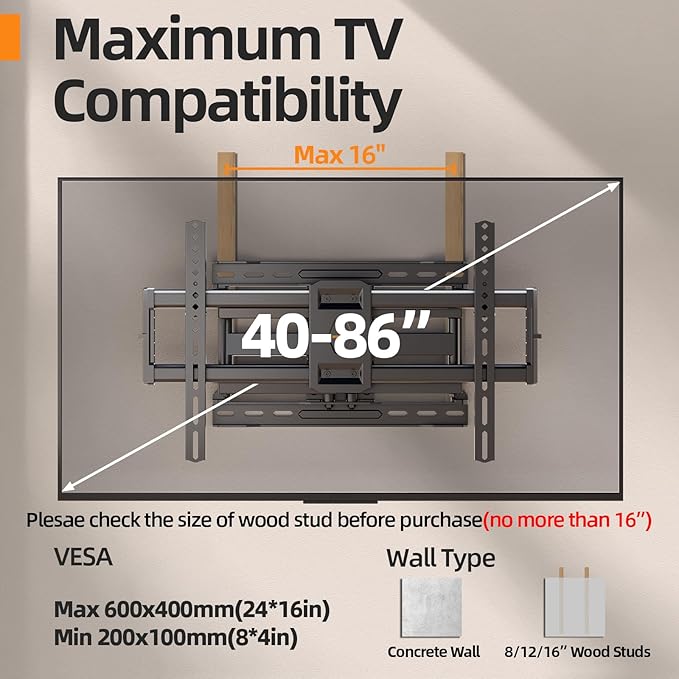75 85 inch Full Motion TV Wall Mount - Image 3