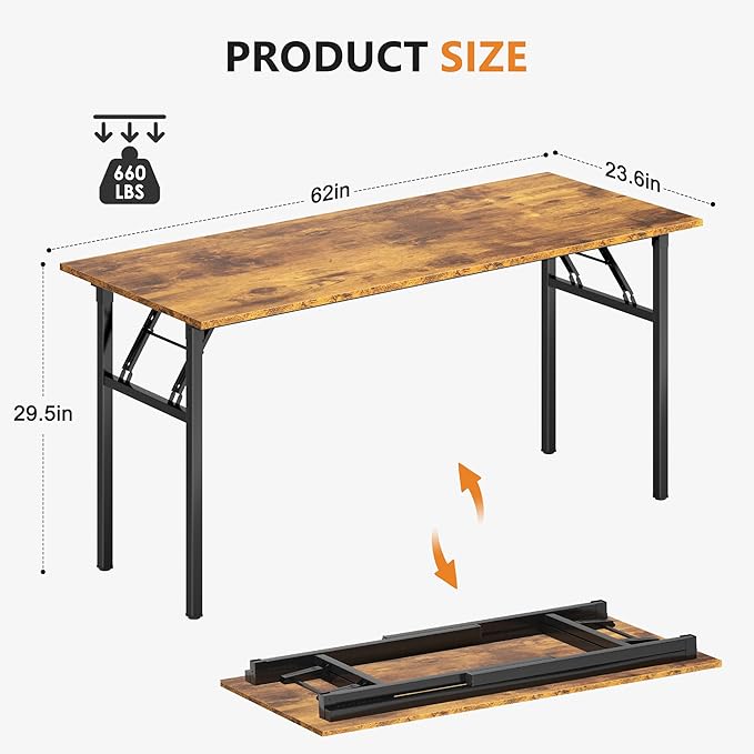 SDHYL 62 inches No Assembly Foldable Computer Desk - Image 3