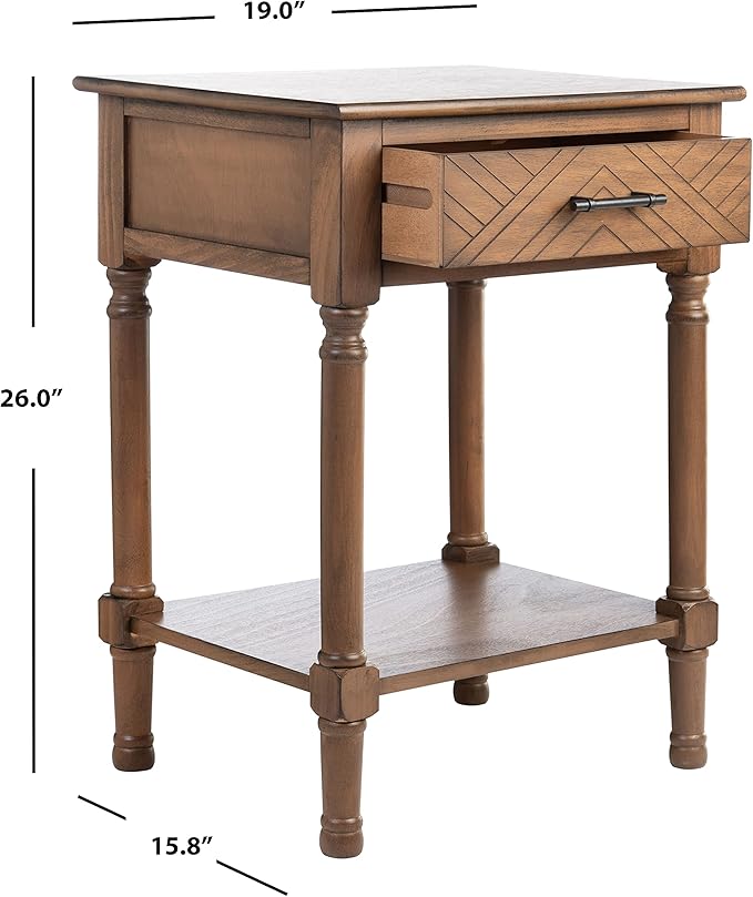 SAFAVIEH Home Collection Peyton Brown 1-Drawer Lower Shelf Accent Table ACC5704C - Image 3