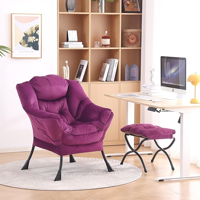 LITA Lazy Chair with Ottoman, Modern Accent Leisure Upholstered Sofa Chair - Image 9
