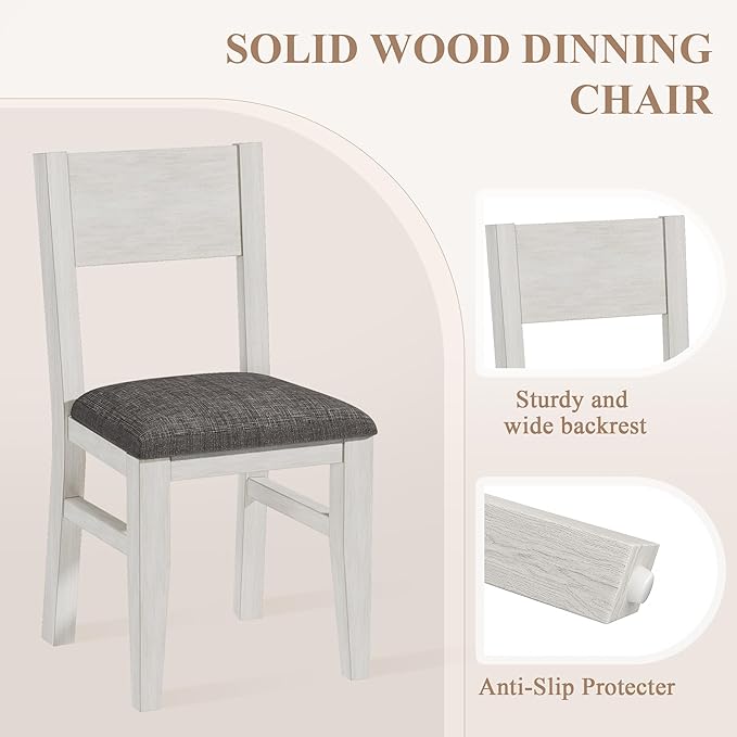 Solid Wood Dining Chairs Set of 4, Farmhouse Kitchen Chairs - Image 4