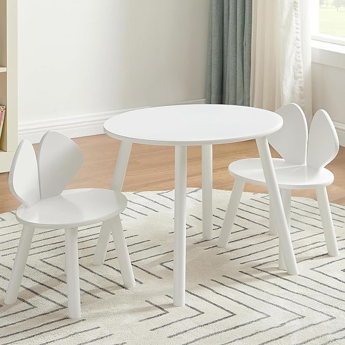 VECELO Kids Table and Chair Set, Wooden Oval Toddler Table by VECELO