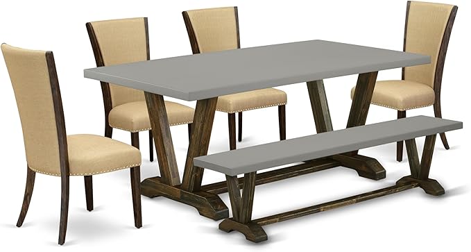 East West Furniture V797VE703-6 6 Piece Dining Table Set Contains a Rectangle by EastWestFurniture