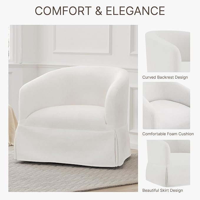 Swivel Accent Chair, 360 Degree Performance Fabric Armchair Modern Barrel - Image 5