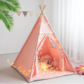Teepee Tent for Kids with Mat, Star Lights, Carry Case, Cotton Canvas Playhouse by RONGFA