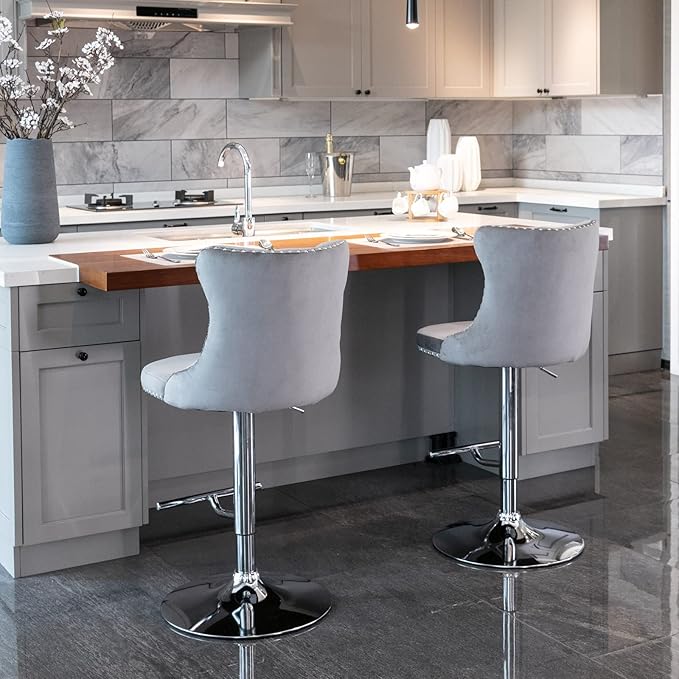 PacknWood Acosure Swivel Velvet Barstools Adjusatble Seat Height from 25-33" - Image 5