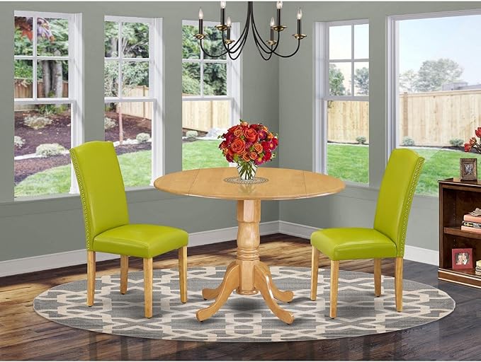 East West Furniture DLEN3-OAK-51 3 Piece Dinette Set - Image 7