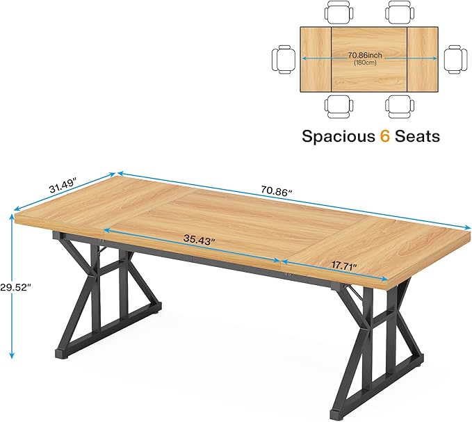 Tribesigns 70.8-Inch Executive Desk, Large Computer Office Desk Workstation - Image 2