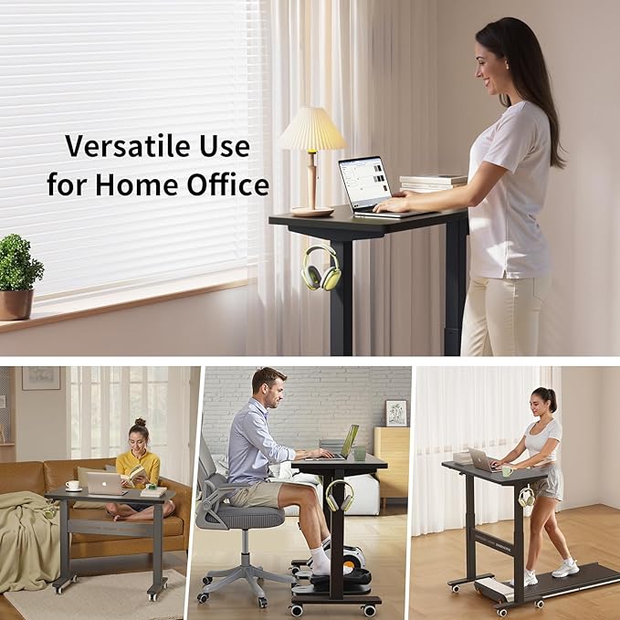 Mobile Walking Pad Desk with Wheels, Pneumatic Small Rolling Standing Desk - Image 7