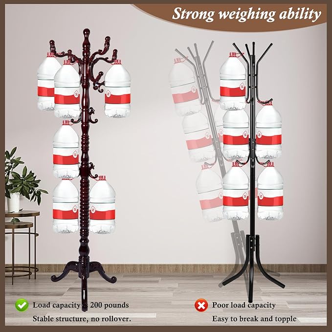 Wooden Coat Rack Freestanding, Vintage Coat Racks - Image 3