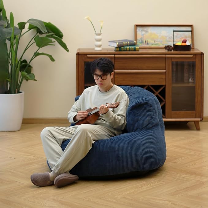 N&V Large Crescent Bean Bag Chair, Adult Size Bean Bag Sack, Foam Filling - Image 4