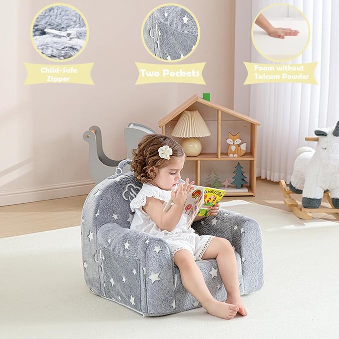 Toddler Chair Comfy, Toddler Couch Fold Out, 2-in-1 Kids Chair, Flip Out Kids - Image 4