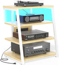 AV Media Stand with Outlets, Media Console with LED Lights, Stereo Racks and by Besiost