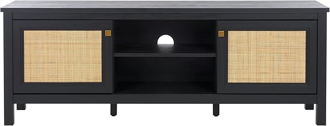 SAFAVIEH Evane TV Stand for up to 65" Flatscreen – Black & Natural, 2 Doors - Image 8