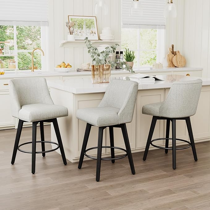 Vipbear Swivel Counter Height Bar Stools Set of 3, 26.8" H Counter Stools by VipbearLiving