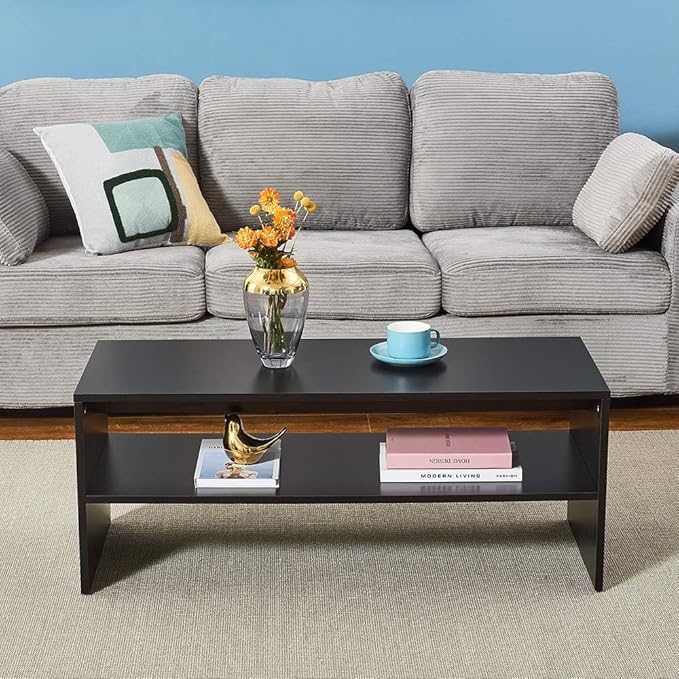 Panana 2-Tier Coffee Table Simple Couch Sofa Side End Table Tea Accent Table - Image 5