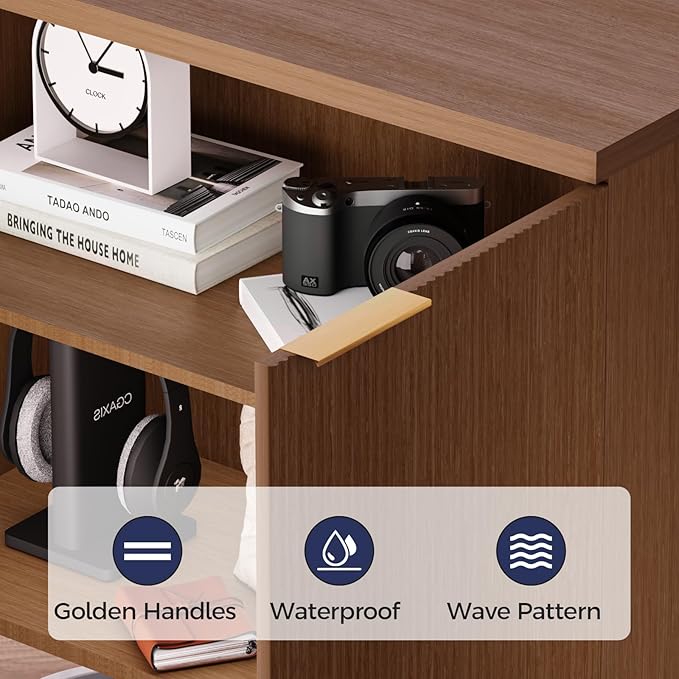 Buffet Cabinet with Storage, Fluted Multifunctional Storage Cabinet with 2 Doors - Image 5