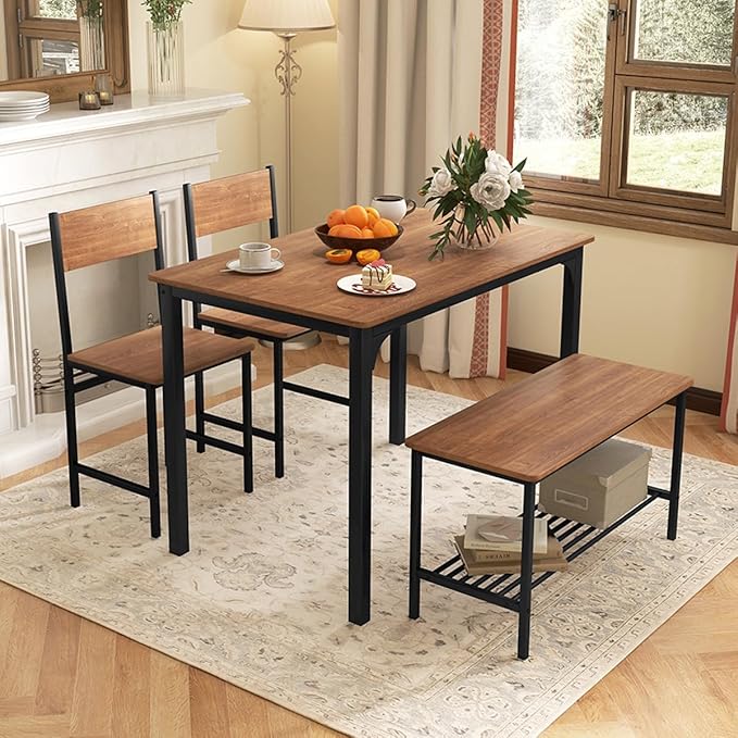 Tangkula Dining Table Set for 4, Kitchen Table and 2 Chairs for 4 - Image 2