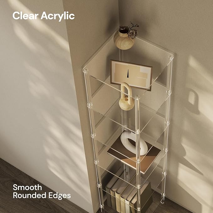 6 Tier Square Acrylic Bookshelf, Small Bookcase - Image 5
