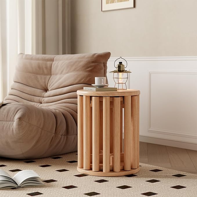 Stackable Stools Set of 4 Wooden Stools 18 Inch Stool Nesting Side Tables - Image 8