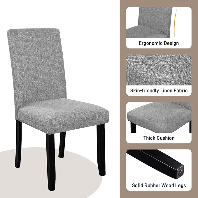 Merax 5-Piece Round Dining Table Set, Modern 4 Upholstered Chairs - Image 4