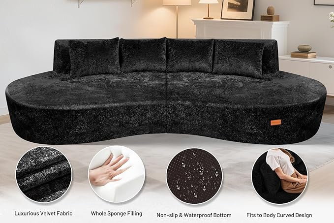 Homguava 104'' Modular Sectional Sofa, Curved Modern Sofa - Image 4