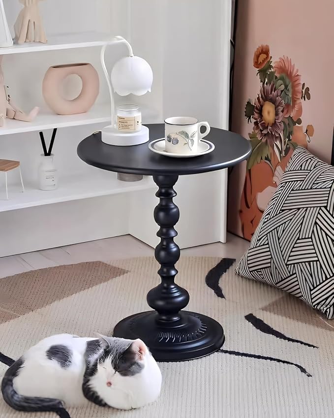 Side Table - 13.8" Round Small Accent Table - Elegant Matte-Finished End Tables by SJIE