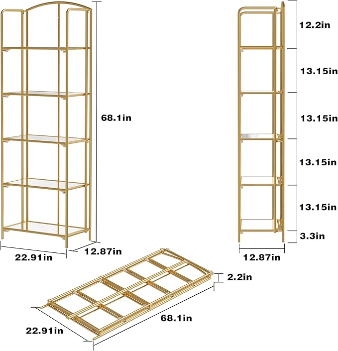 Crofy No Assembly Folding Bookshelf - Image 3