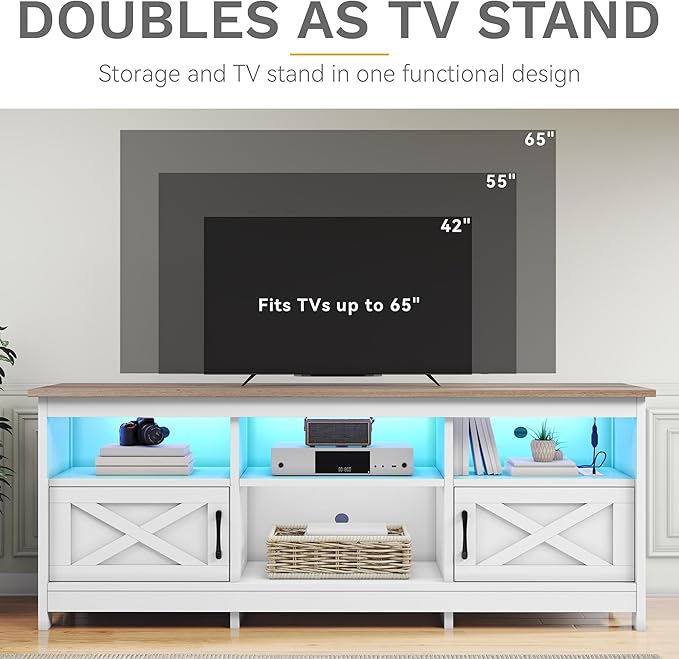 DWVO TV Stand for up to 65 Inch TV, Entertainment Center - Image 3
