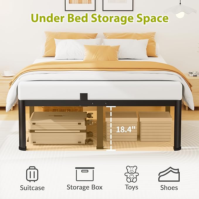 20 Inch Queen Size Metal Platform Bed Frame - Image 5