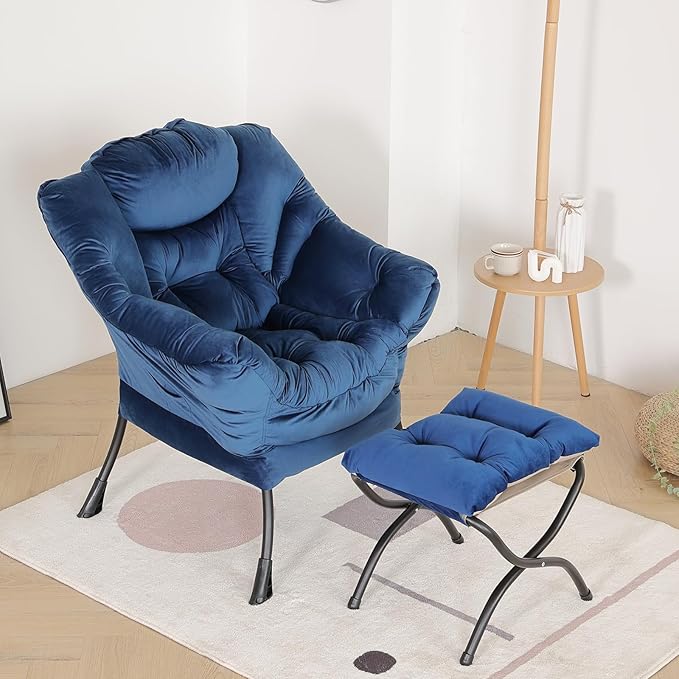 LITA Lazy Chair with Ottoman, Modern Accent Leisure Upholstered Sofa Chair - Image 9