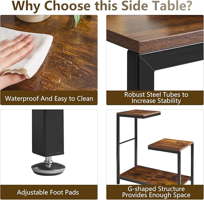 G-Shaped End Table, 3 Tier Side Table - Image 4