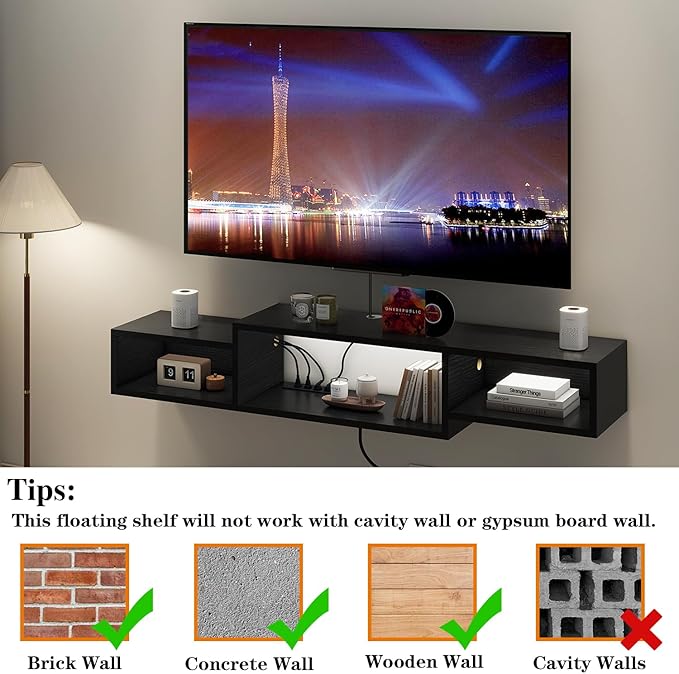 IBUYKE 59" Floating TV Stand Wall Mounted - Image 4