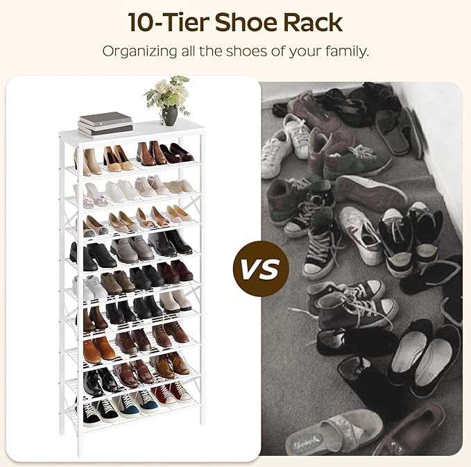 10 Tier Shoe Rack, Large Capacity Shoe Storage Organizer Holds 40 Pairs - Image 4