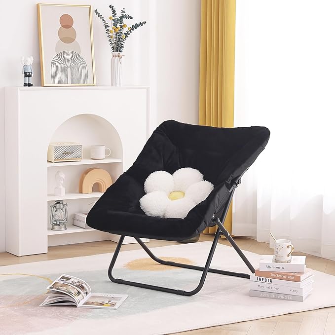 Tiita Comfy Folded Chair, Soft Faux Fur Oversized Folding Accent Chair - Image 8