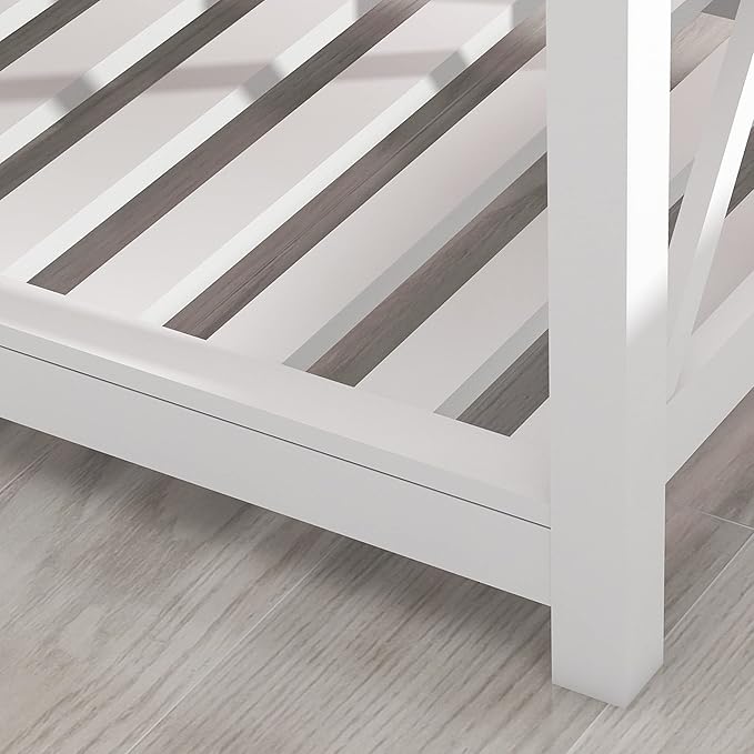 Farmhouse Coffee Table, 2-Tier Rectangular Wooden Centre Cocktail Table - Image 6