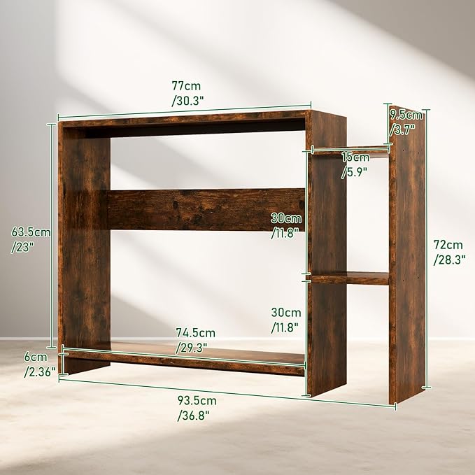IBUYKE Desktop Bookshelf, 36.8" Desktop Organizer Shelf, Wood Desk Hutch - Image 3